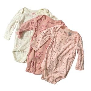 Three pack of 0-3 Month Long Sleeve Onesies